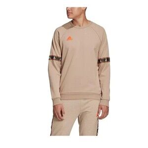 Adidas Cotton Sweatshirt Mens S Tan Orange Long Sleeve Crew Neck Pullover